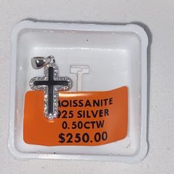 Moissanite silver Cross Pendant 925 Silver