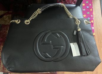 New Large Black Leather Tote
