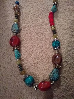 Mixed bead and stone necklace