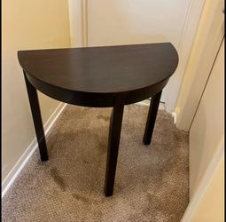 Brown wood half moon console table size with details in the photos pickup Gaithersburg md20877
