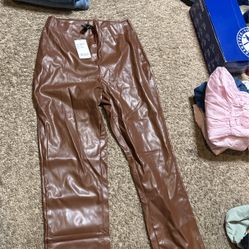 Women Brown Leather Pants