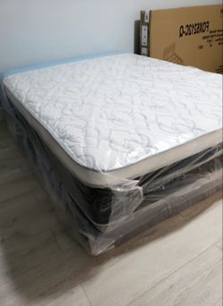 NEW QUEEN PILLOW-TOP MATTRESS AND BOX SPRING - 2PC