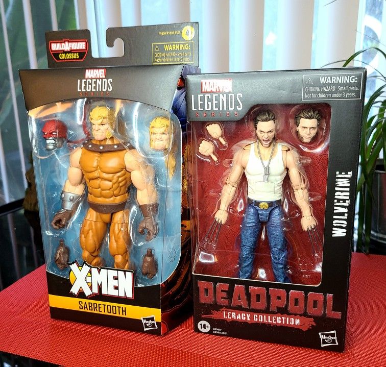 Marvel Legends Deadpool Legacy Collection Wolverine & X men Sabretooth Action Figure Bundle