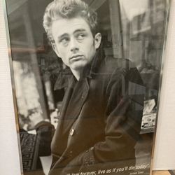 James Dean (31"H x 24"W) "Dream As If You'll Live Forever" Print with Metal Frame
