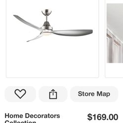 SaleSumo Home Decorators Collection Levanto 52 in. Integrated LED Indoor/Outdoor Brushed Nickel Ceiling Fan with Light Kit