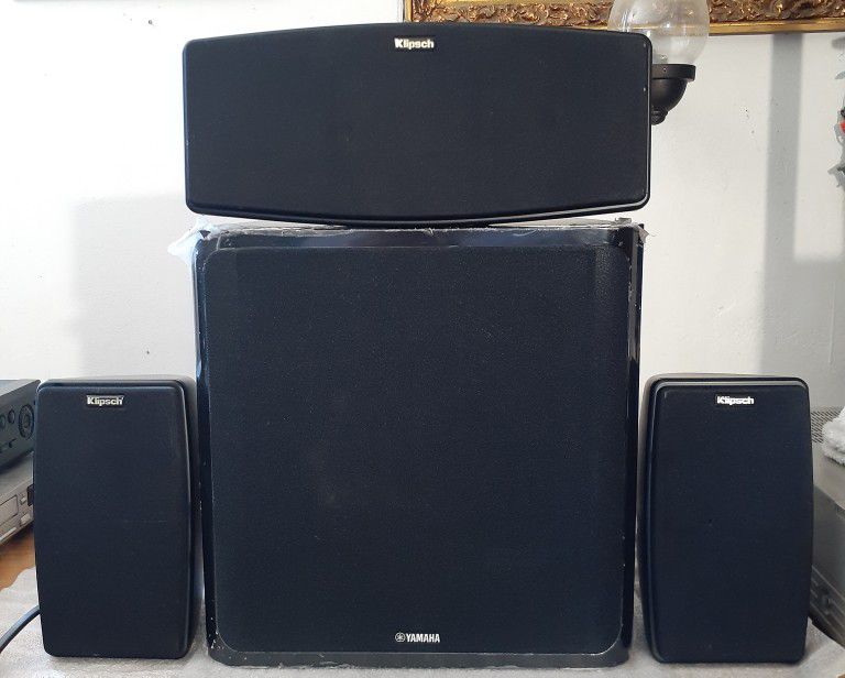 Klipsch Quintet Left, Right, and Centre Speakers, and Yamaha Subwoofer

