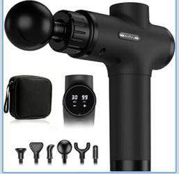 Massage Gun, Deep Tissue Percussion Massager 30 Speeds for Pain Relief Handheld Electric Back & Neck Muscle Massager with 6 Massage Heads for Athletes
