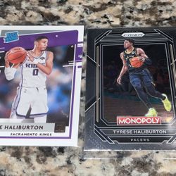 Tyrese Haliburton RATED ROOKIE Card lot x2 Sacramento Kings x Indiana Pacers Panini Prizm Monopoly CardNBA Finals Retro 
