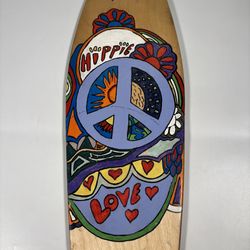 Vintage Hand Painted Skateboard Deck Hippie Peace Love Folk Art Wall Decor 27”