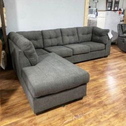 Brand New By Ashley Living Room Furniture| Maier 2 PC L Shape Gray Charcoal Laf Sectional Couch With Chaise| Dark Color Optional @ Fastest Delivery 🚚