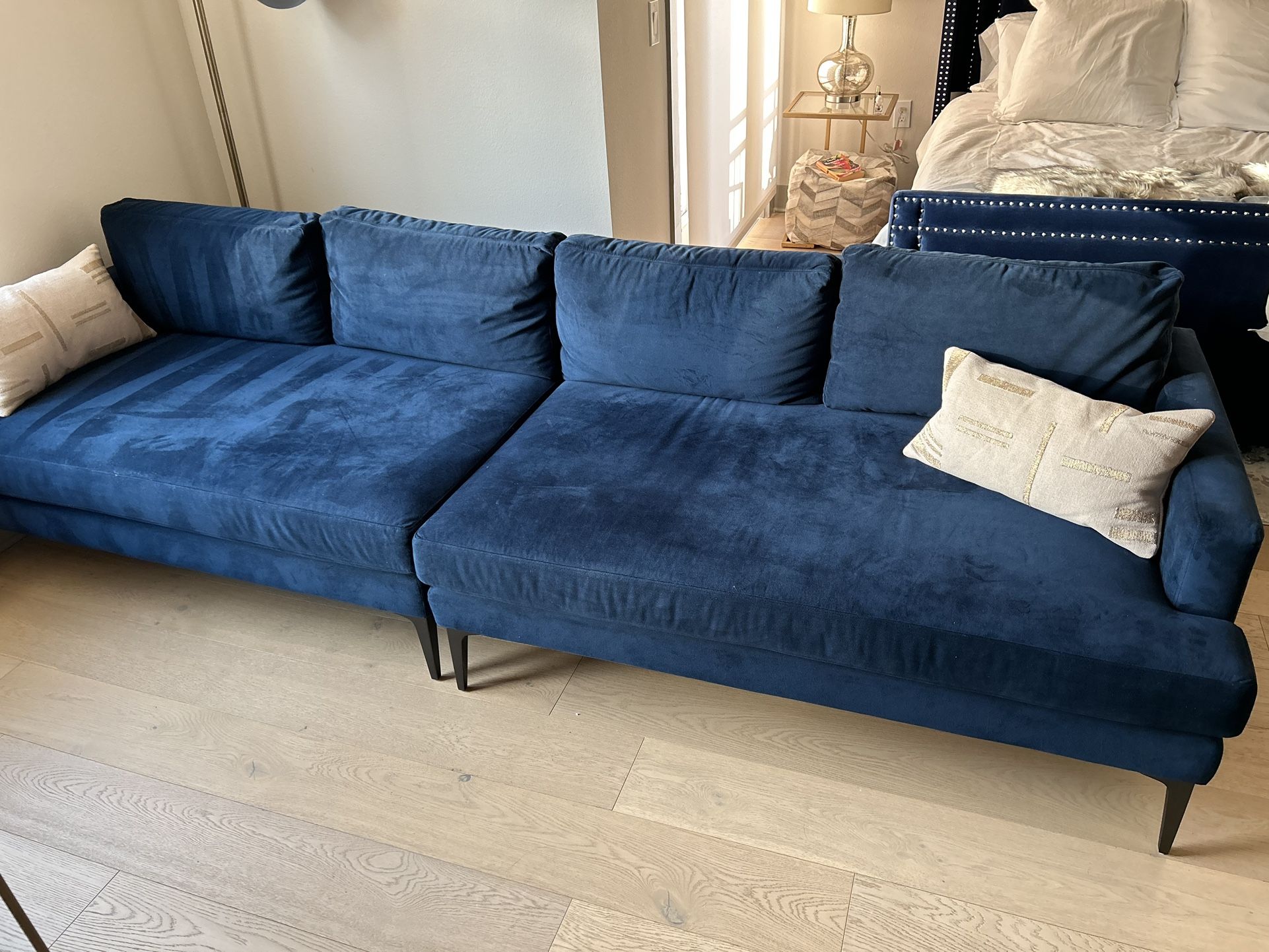 West Elm Blue Sofa