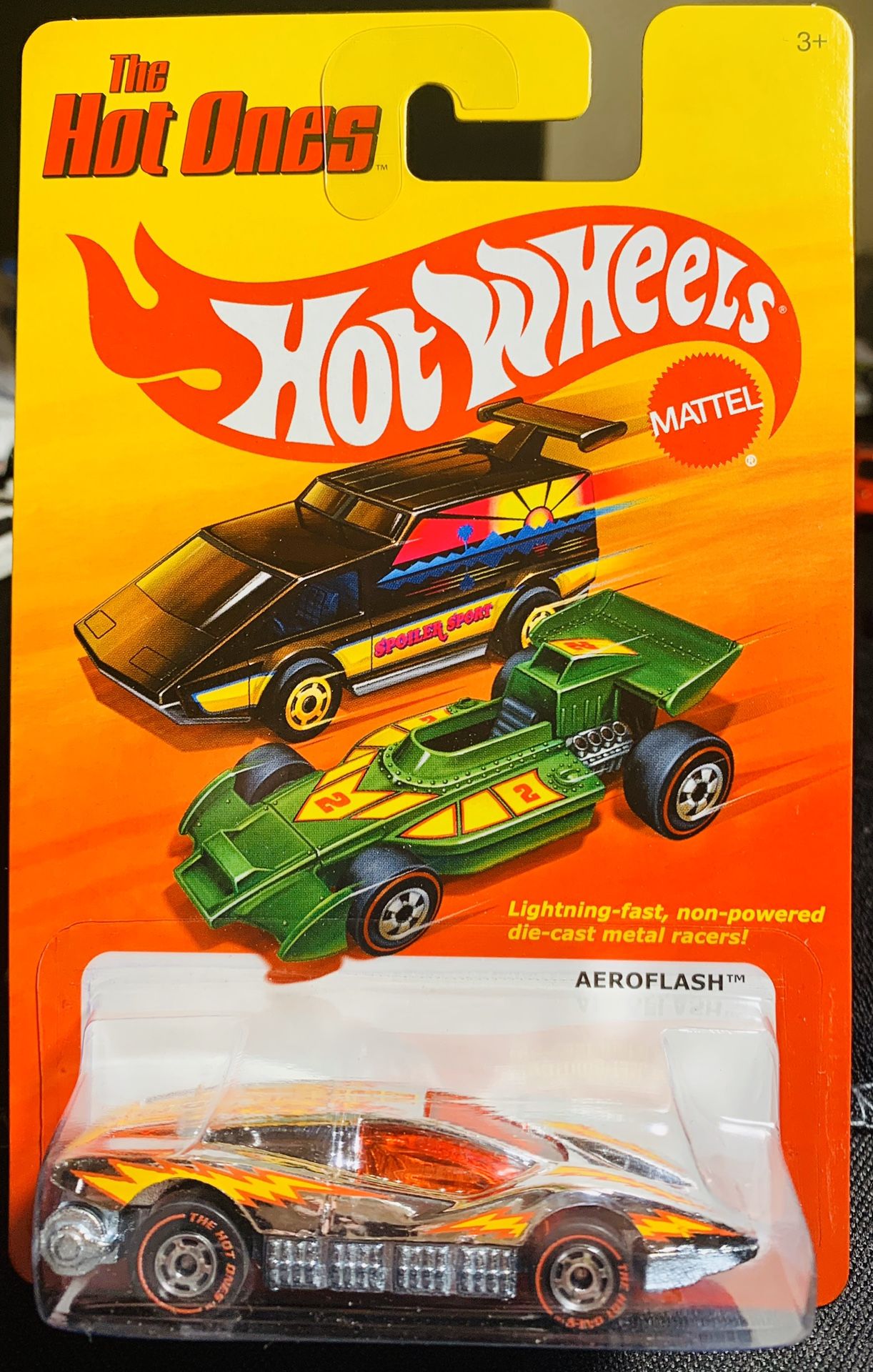 Hot Wheels Aeroflash red lime Goodyear tired all metal and chrome. This item is rare and in mint condition. 2011 run.
