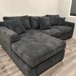 Brand New Corduroy Lined Plush Sectional Set