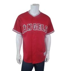 Anaheim Angels Baseball Sewn MLB Majestic Vintage Blank Jersey Size L Red  Mint