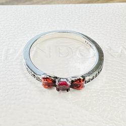 Pandora Snow White Bow Ring #193652C01 +GIFT BOX +POLISH CLOTH