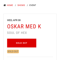 Oskar med k - music box San Diego - 1 ticket