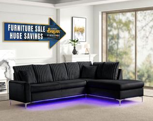  LED Sectional – Modern Ribbed Design