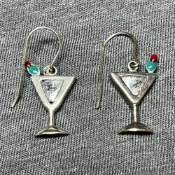 Pair of 2006 Silpada sterling silver martini glass earrings
