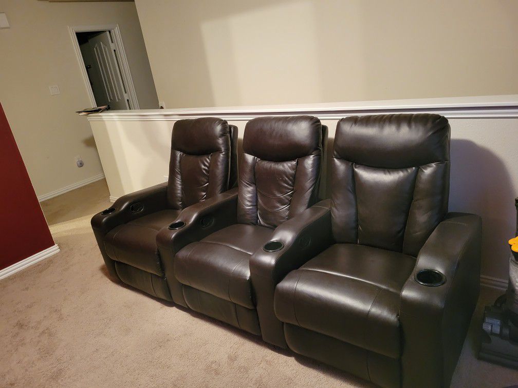 3 Row Theater Seating (Chestnut Brown) Serious Buyers Only PRICE 250 