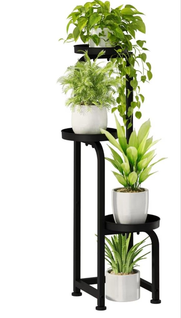 Tall Plant Stand Indoor Outdoor, Corner Metal Flower Pot Stands for Multiple Plants, 3 Tier Heavy Duty Plant Shelf