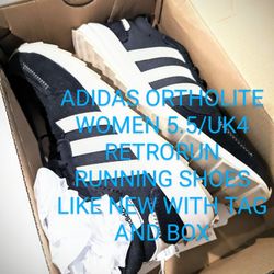 ADIDAS RETRORUN Running Black Shoes ORTHOLITE Size 5.5 Women UK4