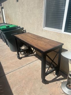 Large butcher block top style rolling workbench