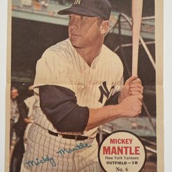 1967 Topps Pin-Ups- Mickey Mantle And Willie Mays $90