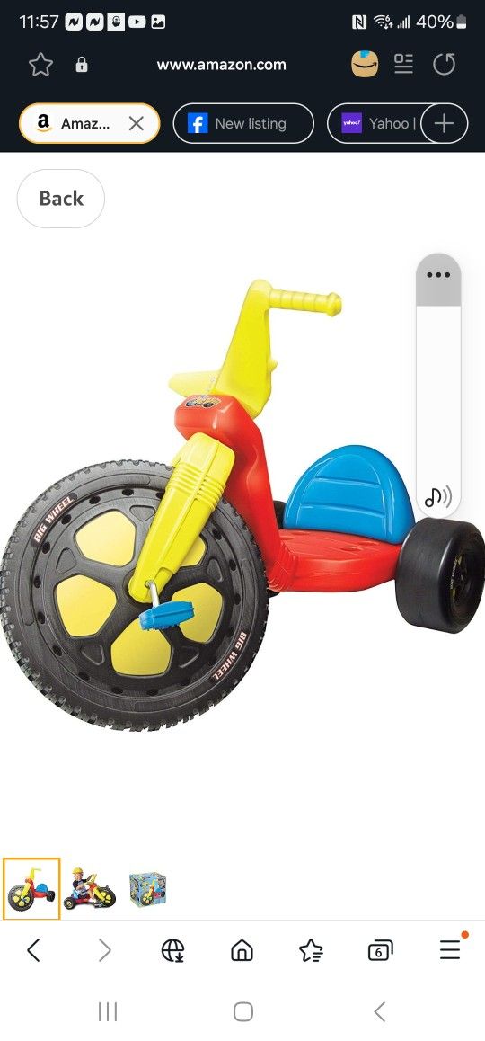 The Original Big Wheel,Blue Yellow Red, Giant 16' Wheel Ride On