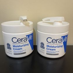2Pack CeraVe Moisturizing Cream with Pump, Face Moisturizer & Body Lotion, Normal to Very Dry Skin 16 oz