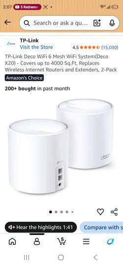 TP-Link Deco X20 WiFi 6 Mesh System 2-Pack