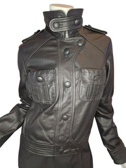 AMAZING TUFI DUEK FORUM MOTO WOMEN LEATHER JACKET BLACK SZ 42/ US 10/ MED/LARGE