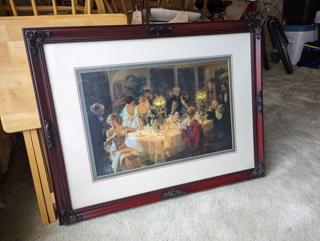 Beautifully framed reproduction of "The dinner party" by Jules Grun