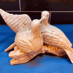 Beautiful Pink Marble Love Birds Statue 