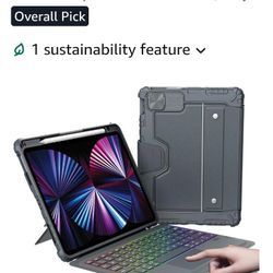 Nillkin for iPad Air 13 inch Case Keyboard(M3 2025 / M2 2024), iPad Pro 12.9 inch 3/4/5/6th Detachable Keyboard Case with Slide Camera Cover, Pencil H