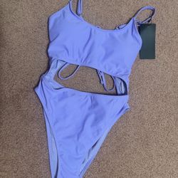 New Small Purple Lavender One Piece Festival Rave Bikini Swimsuit Bathing Suit 