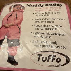 Tuffo Muddy Buddy Waterproof Coveralls Rain Suit Jacket Coat size 12 months Pink