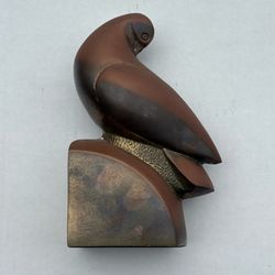 Bronze bird sculpture, modern art figurine