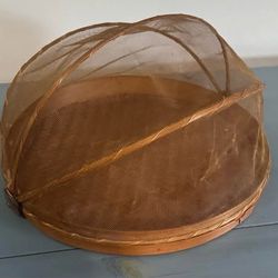 Vintage Natural Woven Food Tray with Mesh Cover just $10 