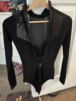 Nookie Black Long Sleeve Mesh Panel Bodysuit