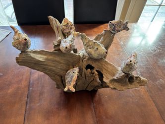 Driftwood Art Sculpture With Ceramic Fish