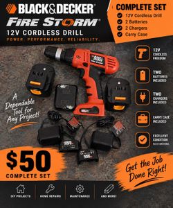 Black & Decker FireStorm 12V Cordless Drill Set