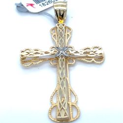 14Kt Yellow Gold Open DC Cross Pendant 3.40g 182602/3