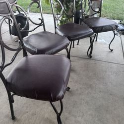 Wood Dining Table With 4 Metal Chairs 