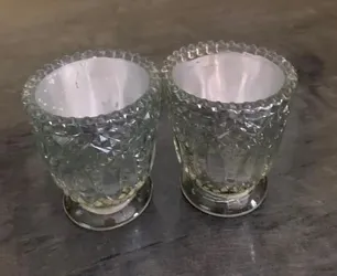 Hobnail Candle Holders, Set of 2 – Mirrored Silver Interior, Raised Base