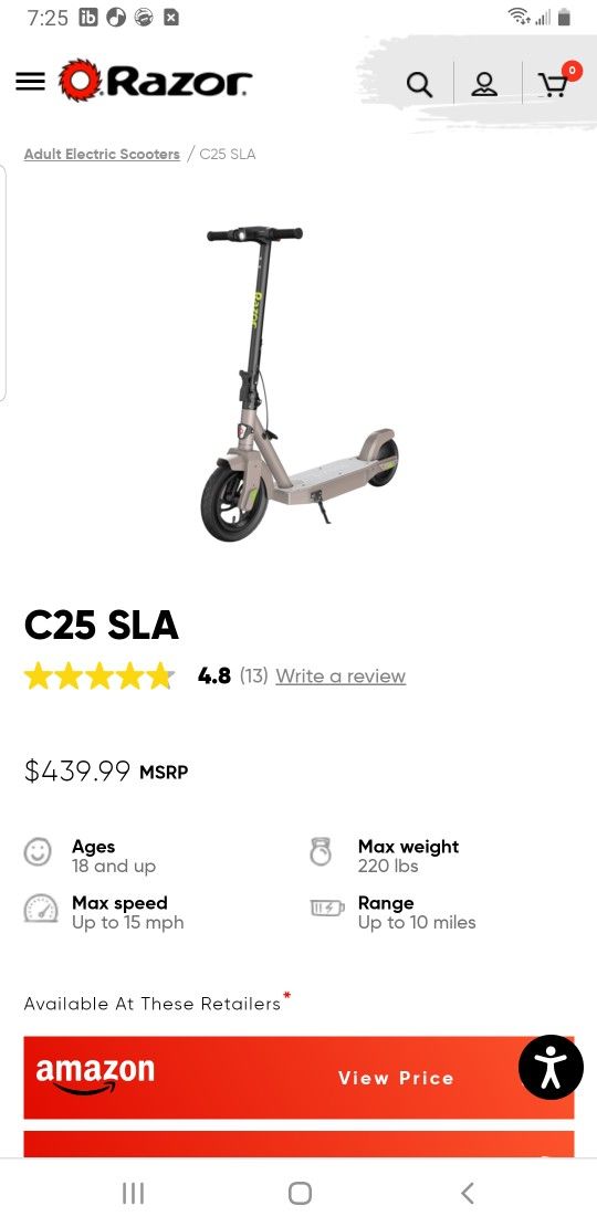 Razor C25 SLA Electric Scooter