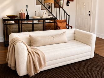 CB2 Strato Ivory Bouclé Channel Sofa