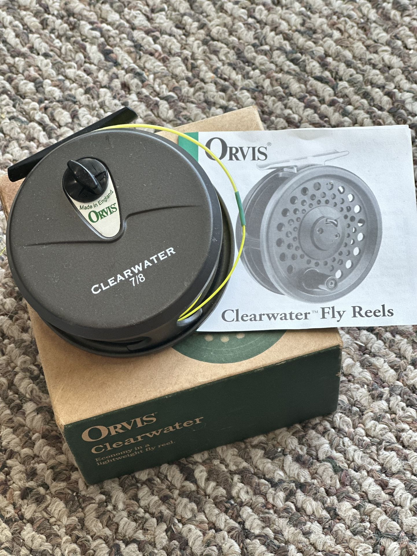 Orvis Clearwater Fly Reel 7/8 Made In England + BOX ORVIS FLIES
