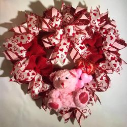 Valentines Wreath 20” Pink Bear