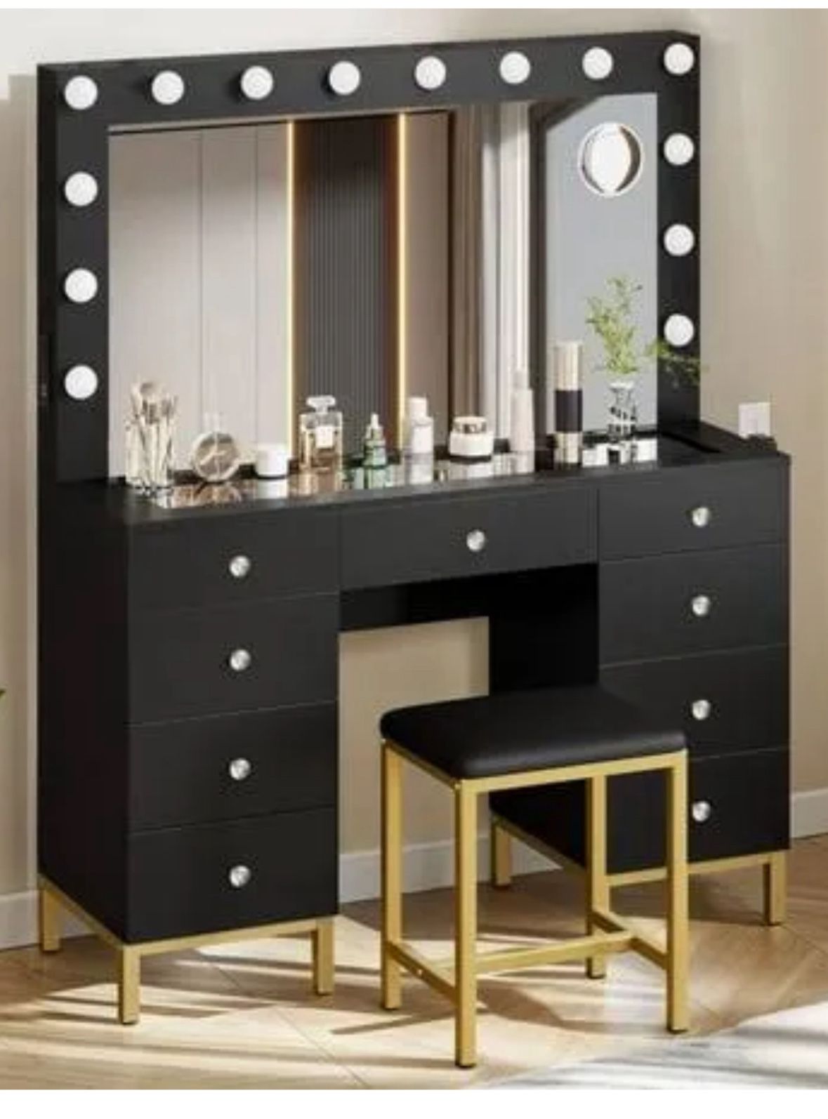 Black Vanity With Stool