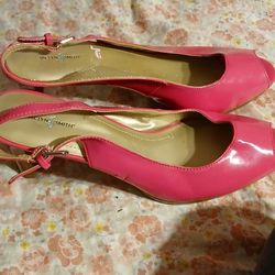 Lds Beautiful Fuscia Open Toe Pumps Verysexy